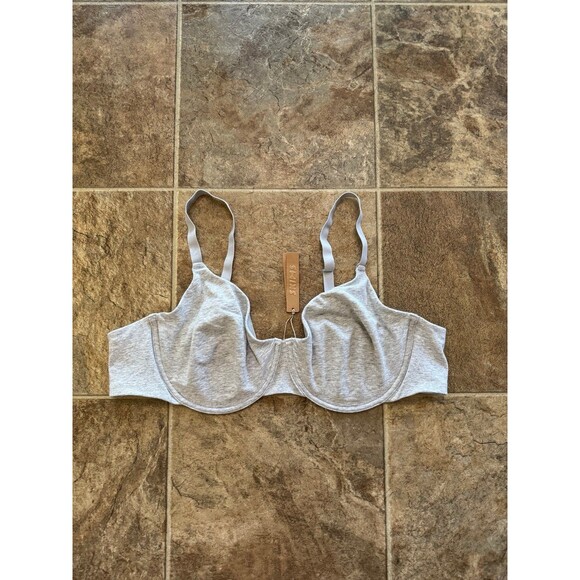 Skims Cotton Jersey T-shirt Bra Light Heather Grey Size 44D - Picture 5 of 9